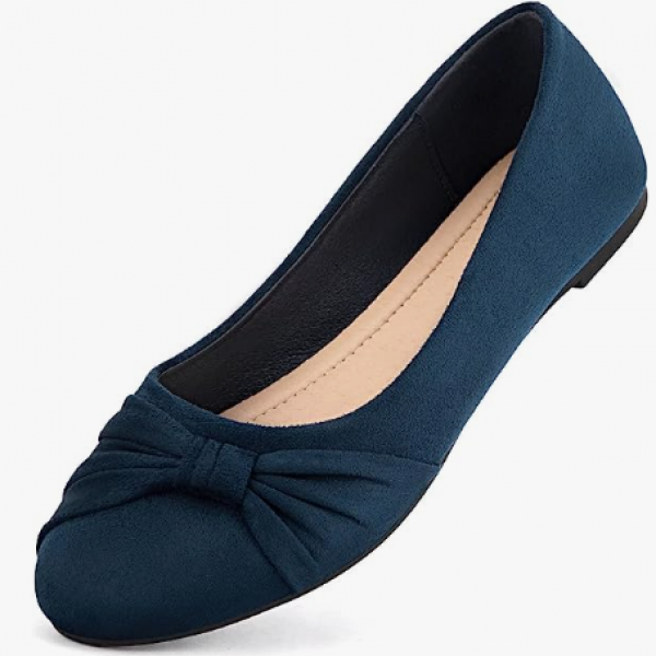 Women's Flats Shoes Faux Suede Round Toe Ballet Dressy Flats Comfortable Slip On Walking Shoes