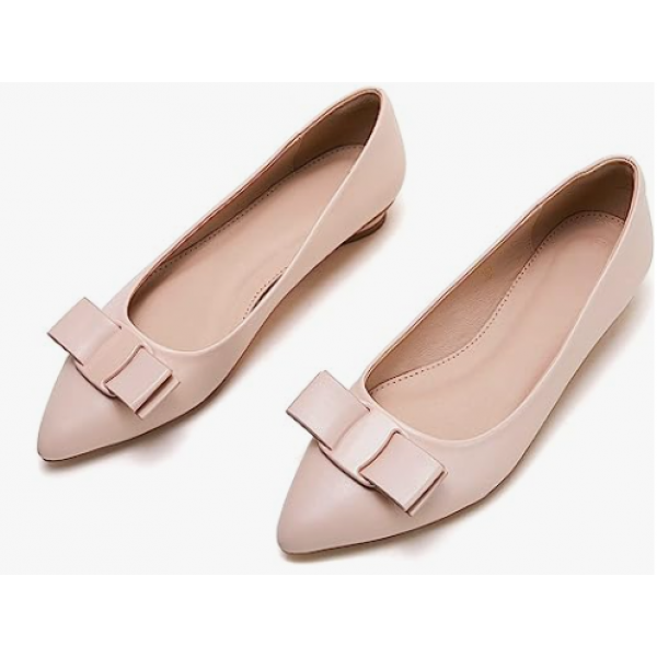 Ballet Flats for Women Pointed Toe Comfortable Slip on Bow Flat Shoes Women